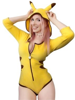 Little for Big Pikachu fleece onesie costume Womens Small Pokémon